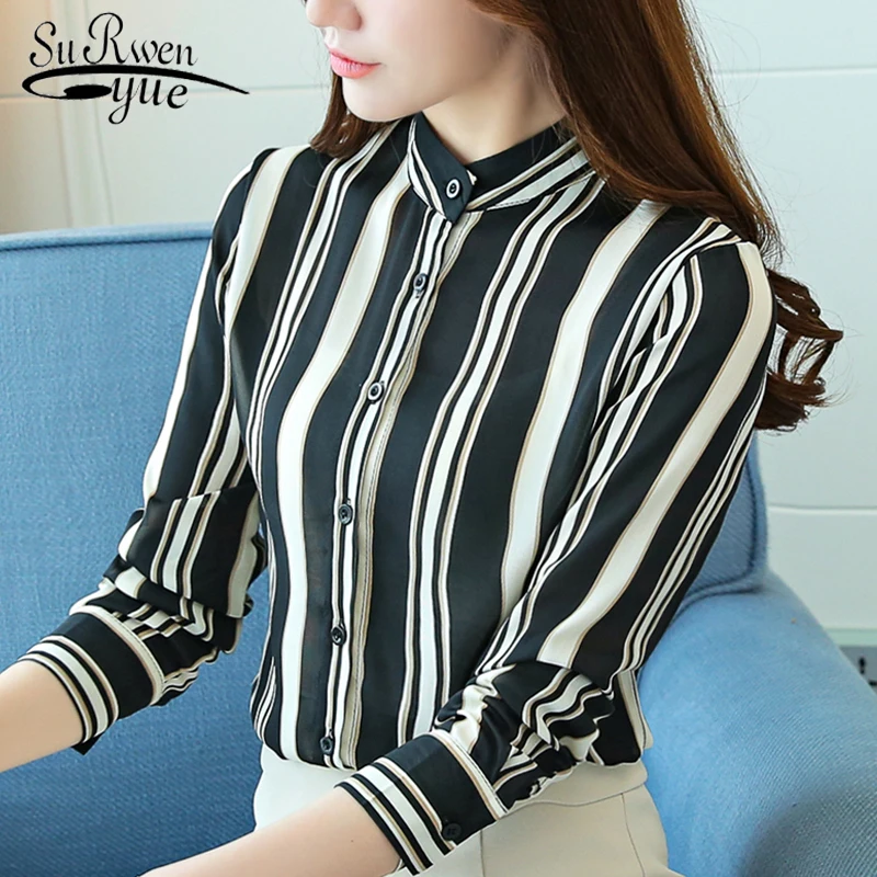 

Fashion long sleeve striped blouse women tops and blouses 2019 chiffon women blouse shirt blusa feminine shirt women 0945 40