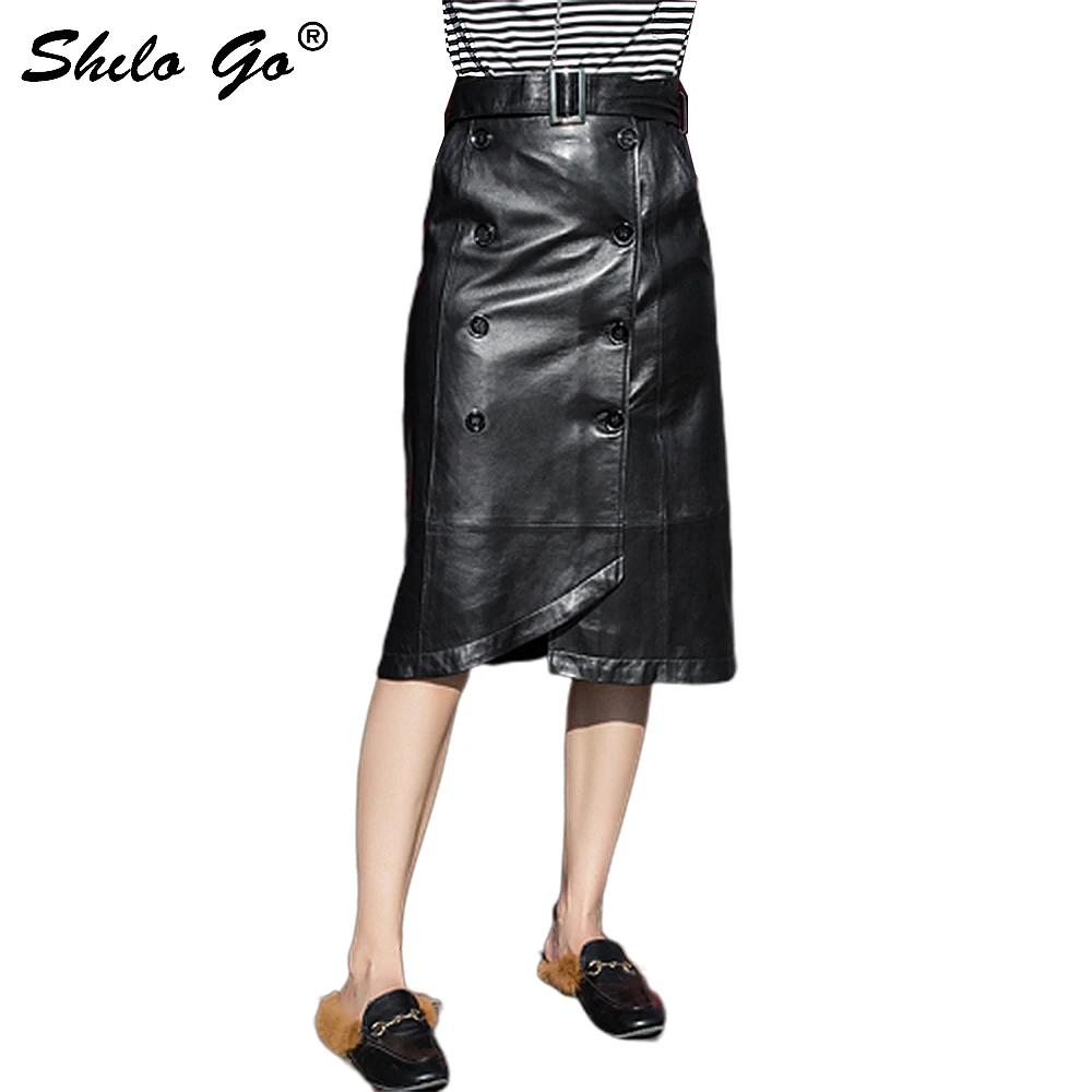 Elegante Lederen Rokken Womens Streetwear Double Breasted Asymmetrie Schapenvacht Lederen Potlood Rokken Office Lady Vrouwelijke Elegante Lederen Rokken Womens Streetwear Double Breasted Asymmetrie Schapenvacht Lederen Potlood Rokken Office Lady Vrouwelijke