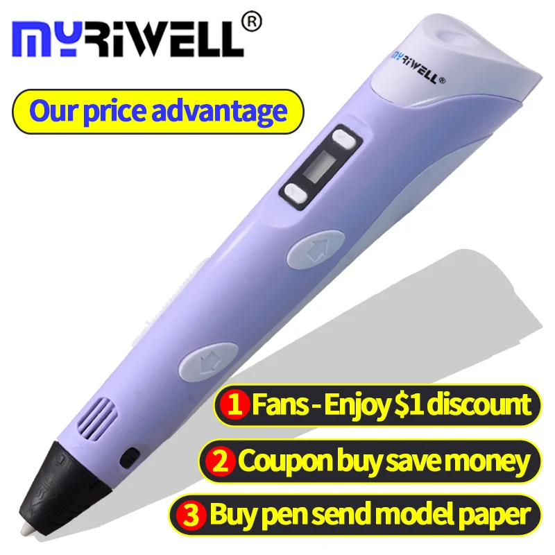 3d печать Ручка Myriwell 2 го поколения RP 100B модель ручка 100 mAbs/PLA детская живопись Doodle