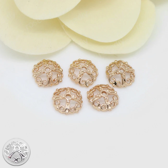 

10PCS 9MM 24K Champagne Gold Color Plated Brass Cross Beads Caps Tassel Caps High Quality Diy Jewelry Accessories