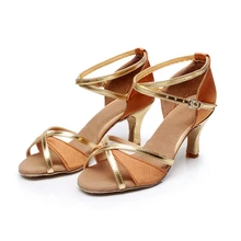Brand New Women’s Tango Ballroom Salsa Latin Dance Shoes Criss Cross Strap Metal Buckle Dancing Shoes 7cm Heeled Hot Sales