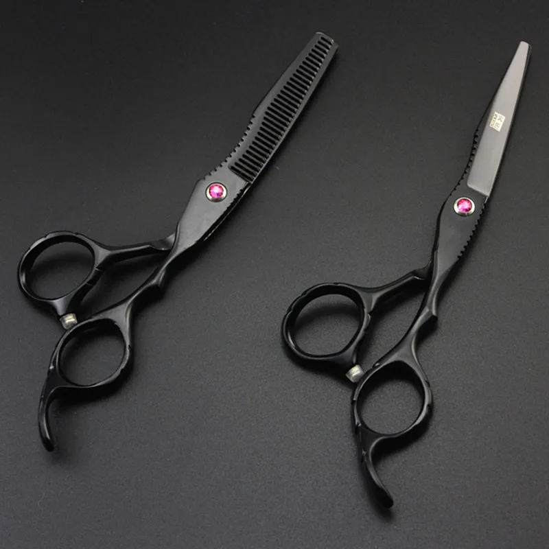 Профессиональный Япония 440C сталь 6 ''черный Ножницы Набор для стрижки салон-парикмахерская makas филировочные ножницы парикмахерские ножницы