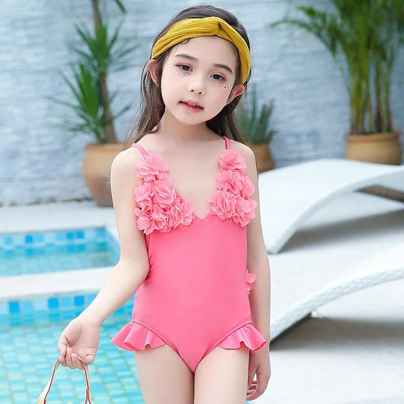 sunny eva solid one piece costumes flower swim suit for toddler girl baby swimsuit one piece