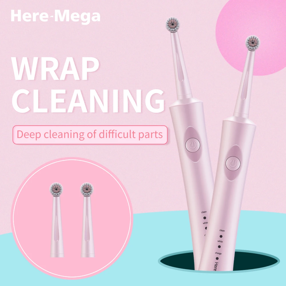 

HERE-MEGA Rotating Type Electric Toothbrush Adult Strong Cleaning Whitening Waterproof Timing Teeth Brush 2 Heads R02