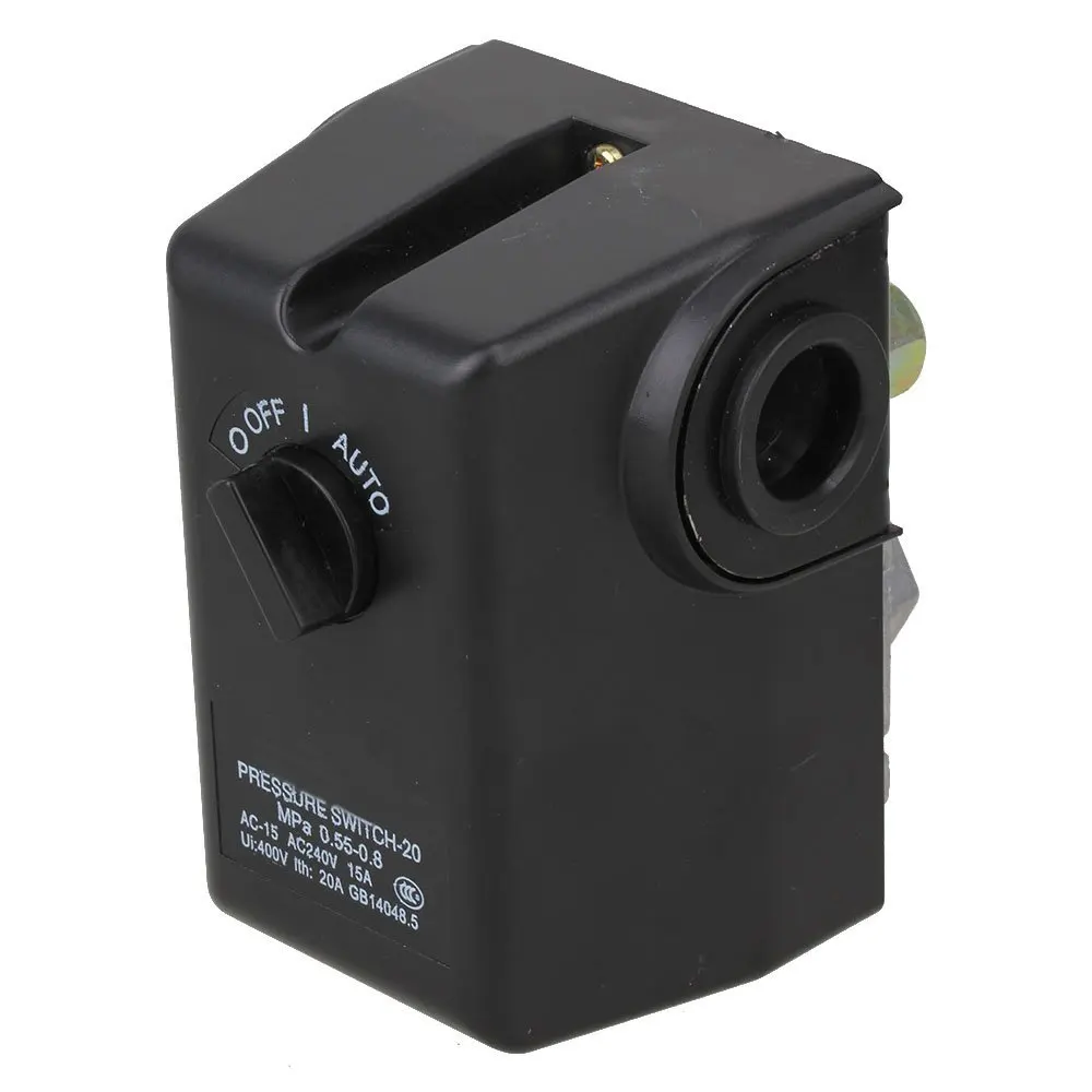 

Horizontal Type Replacement Part 1 Port SPDT Air Compressor Pump Pressure On / Off Knob Switch Control Valve 80-115 PSI AC240V