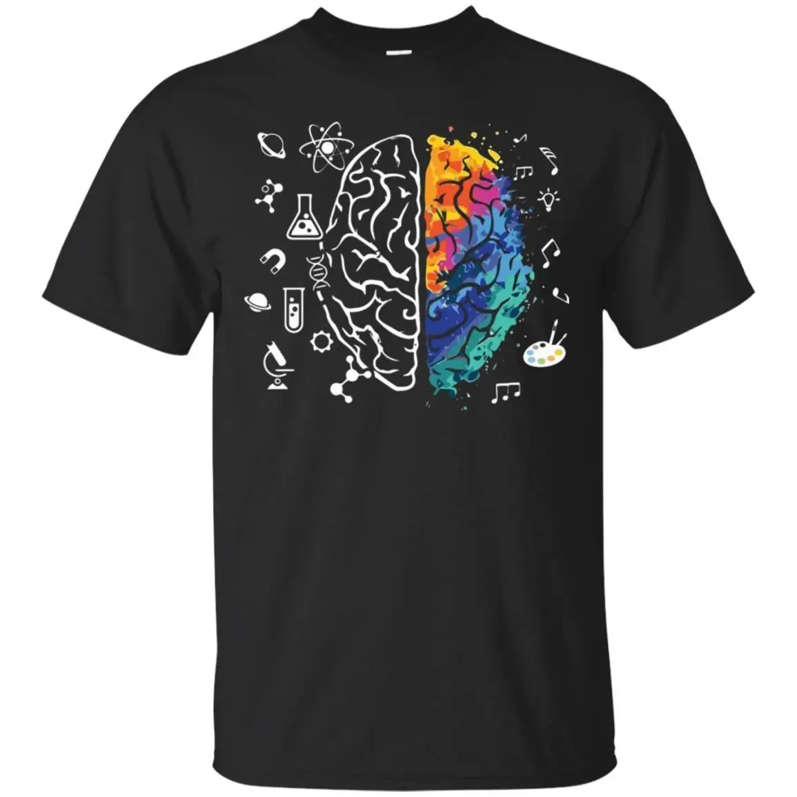 

Colorful Brain Science And Art T-Shirt For Men Design Awesome Black Navy Hip Hop men tshirt rock Unisex t shirt Fashion