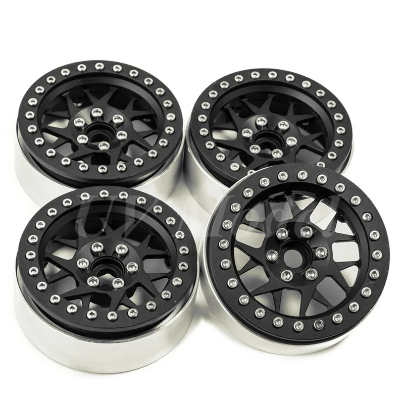 

Black RC Crawler Alloy Wheels Rim 2.2inch Beadlock Wheel Rims Hub for 1/10 RC D90 SCX10 CC01 D110 Rock Crawler 2.2 Wheels