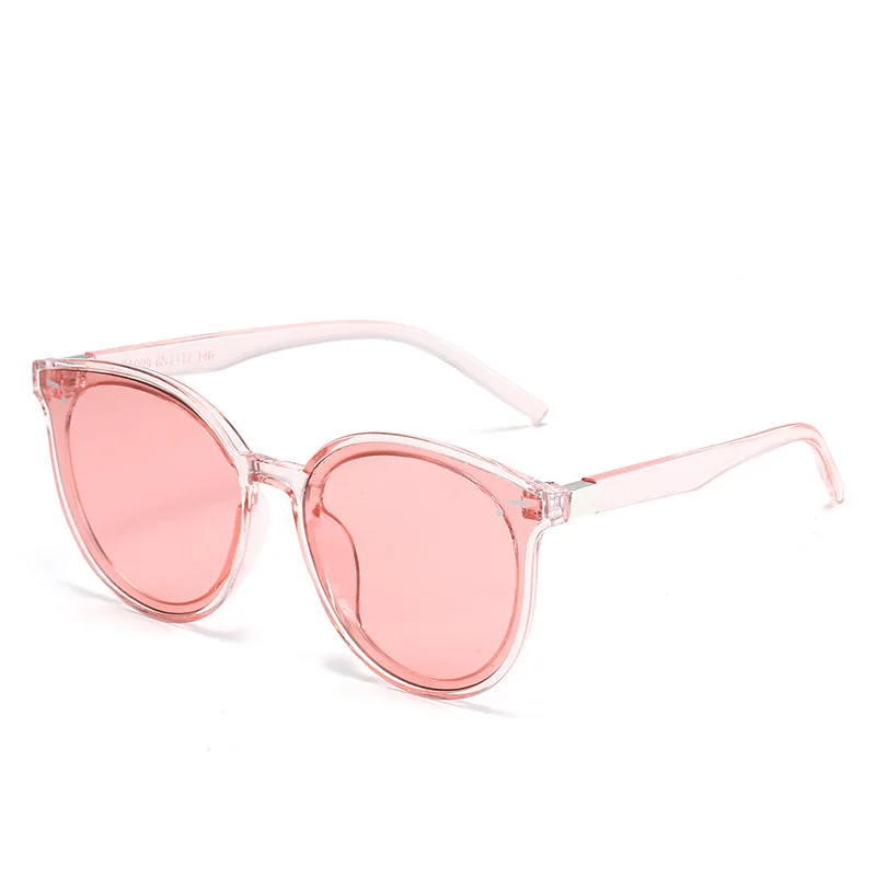 Женские солнцезащитные очки с защитой от ультрафиолета, женские модные солнцезащитные очки с большой оправой, женские брендовые дизайнерские солнцезащитные очки, винтажные Круглые ретро очки - Цвет линз: Розовый