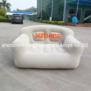

New Design Flocked PVC Inflatable Living Sofa Lounge Air Chair With Cup Holder Indoor Outdoor Double Seat Person Sofas