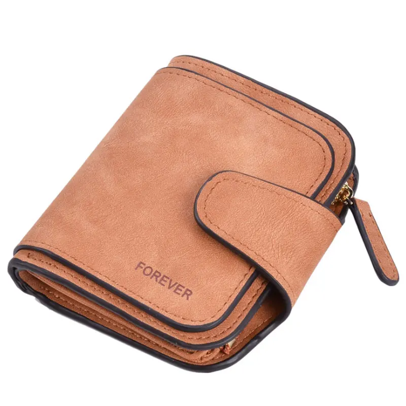 Brown Short Новинка, модные женские кошельки из нубука на шнурке, кошельки на молнии, женские короткие дизайнерские кошельки, много цветов, клатч - Цвет: Brown Short