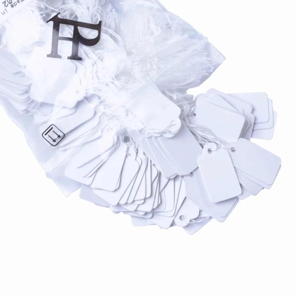 

Jewelry Price Tags, Rectangle, White, Size: about 13mm wide, 23mm long, 100pcs/bundle, 5 bundles/bag.