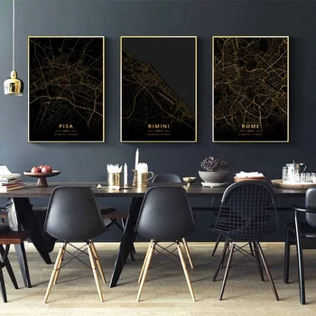 

Rome Verona Rimini Italy City Map Gold Map Canvas Art Print Wall Pictures for Living Room No Frame