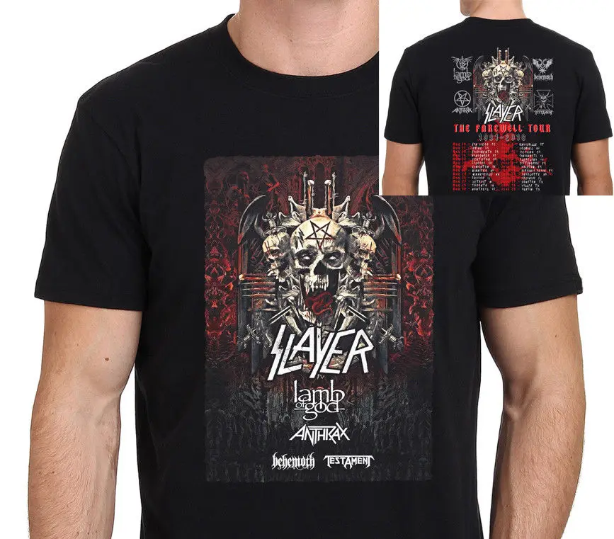 Slayer Прощальный Тур 1981-2018 Футболка мужская Черный Грубый Топ Ти Шею |