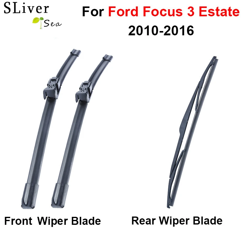 SLIVERYSEA Silicone Rubber Front & Rear Wiper Blades For Ford Focus 3