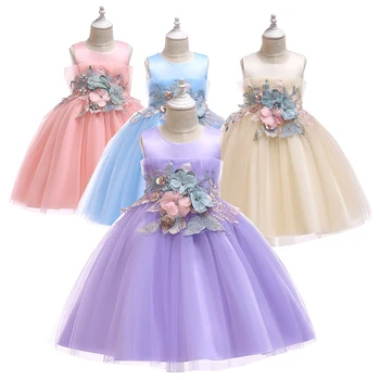 

Girl Clothes Sleeveless Princess Applique Dress Children's Wear Vestido Infantil 2-9 Y Child Quality Clothing 2019 Hot Sale