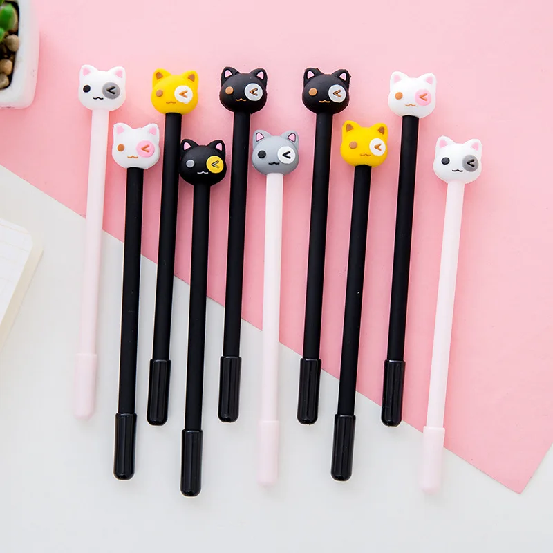 Criativa dos Desenhos Animados do Gato Caneta de Tinta Caneta de Tinta de Água Prêmio de Papelaria da Escola do Escritório Unidades Pacote Kawaii Gel Preta Unisex Caneta Assinatura de Água 48 - 11 preta unisex caneta assinatura caneta de tinta