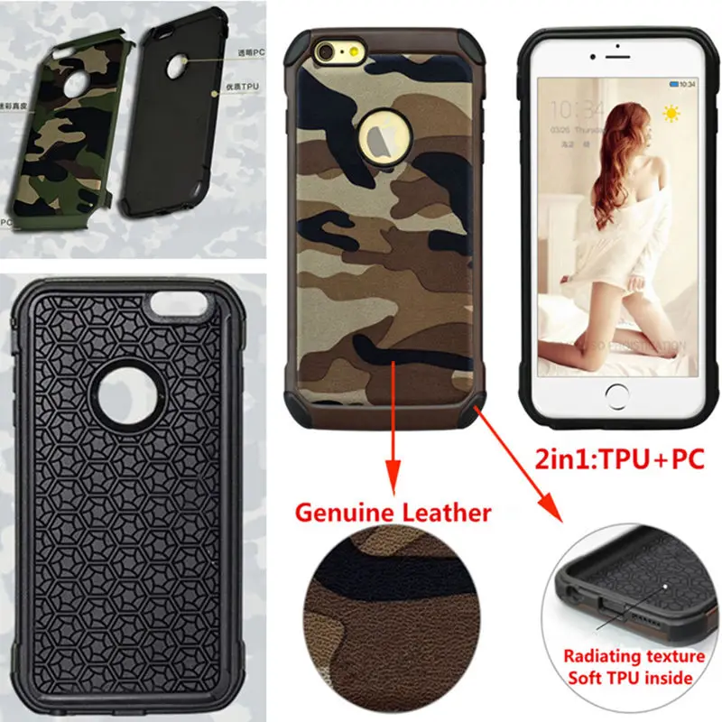 Жесткий бронированный чехол 5 S 6 силиконовый для iPhone камуфляжный двухслойный