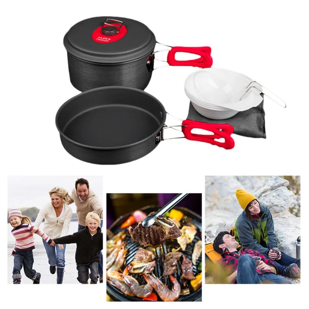 ALOCS CW-C29 ultraligero de Camping al aire libre de utensilios de cocina olla de olla Pan tazón vajilla Picnic cocina herramientas para 1-2 la gente