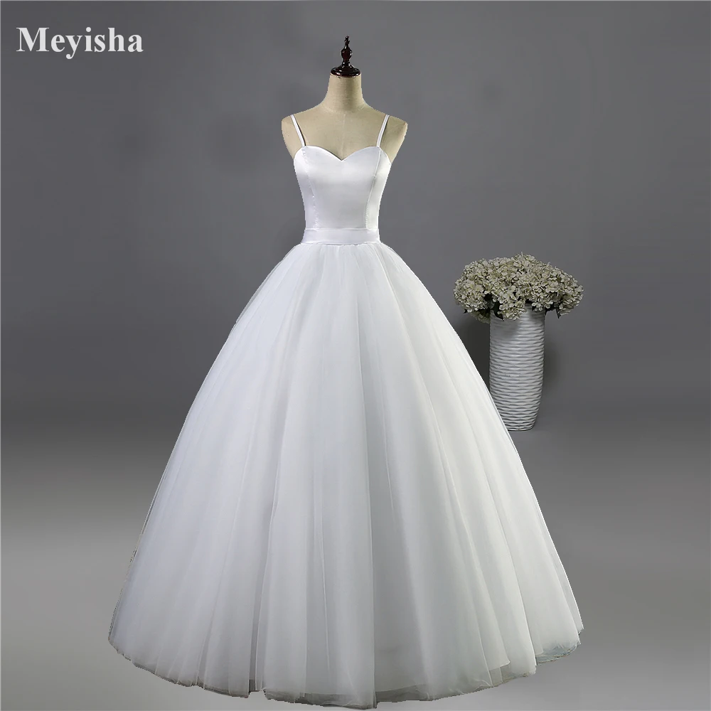 

ZJ9086 2016 2017 Spaghetti Straps White Ivory wedding dress beach simple wedding dress for bridal wear Plus size