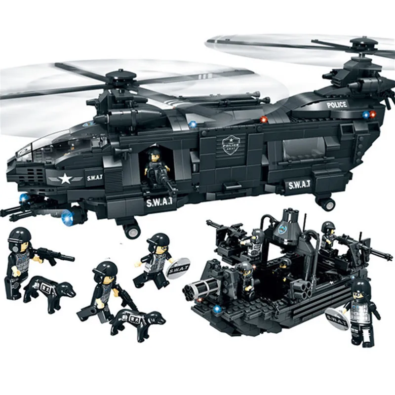 Large Armed Transport Helicopter Landing Craft Military Hobby Models & Building Toy Swat