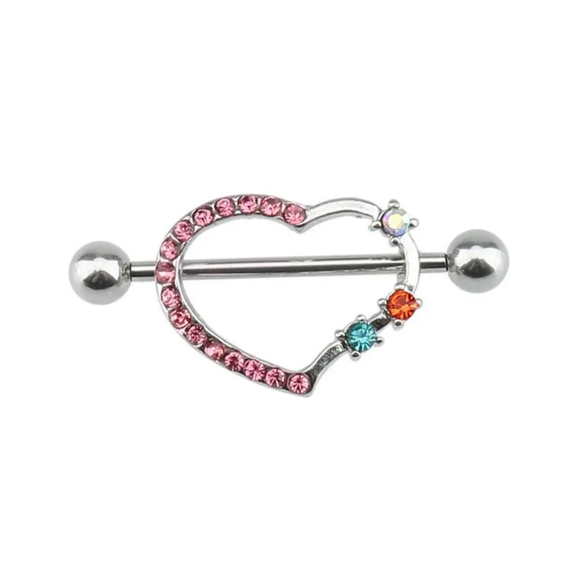 Nipple Ring Heart Gem Dangle Chain Nipple Shield Ring Body Jewelry Nipple Shield Ring Body