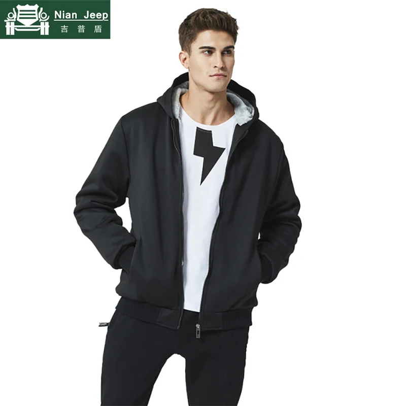 

Winter Wool Liner Hoodies Men Outwear Solid Thick Warm Zipper Mens Tracksuit Male Streetwear Hooded Sweatshirts EU Size S-5XL