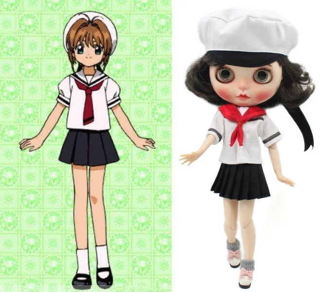 Blyth doll icy licca body campus костюм Cardcaptor Sakura Kinomoto Sakura Униформа шляпа костюм моряка