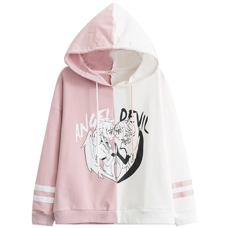  Harajuku Gothic Kawaii Hoodies Japan Cute Anime Comic Angel Devil Pullover Mori Girl Lovely Graphic