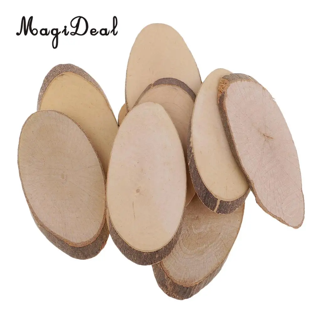 10pcs Oval Shape Wood Slices DIY Rustic Craft Decorations For Christmas Table Centerpieces Cards Wedding Decoration Gift Tags