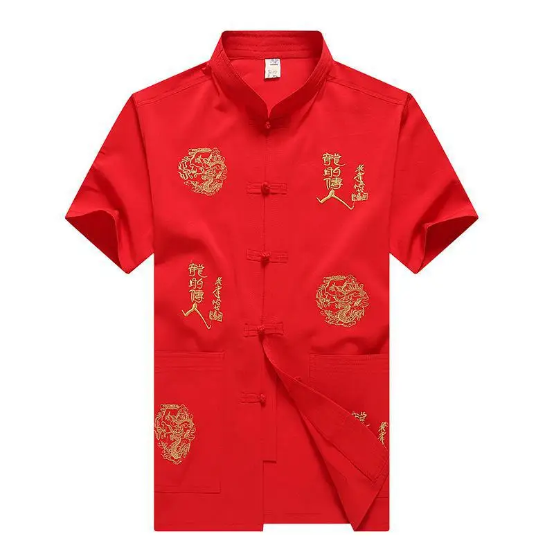 Традиционная китайская Льняная мужская рубашка Мандарин Воротник однобортный короткий рукав летние рубашки уличная офисная блуза мужская XXXL