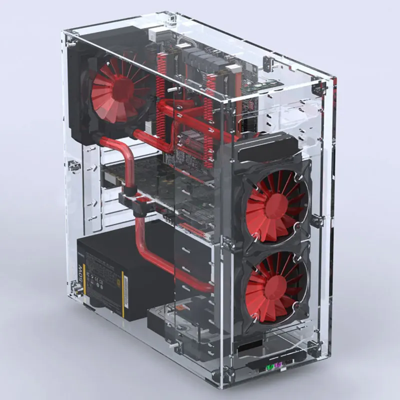 Acrylic Transparent Vertical Micro ATX Computer Case Tower - Plexiglass with USB 3.0 and Audio Ports, DIY Assembly image 6