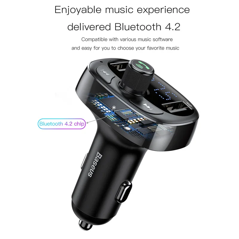 Baseus автомобильное Bluetooth беспроводное зарядное устройство fm передатчик Handsfree