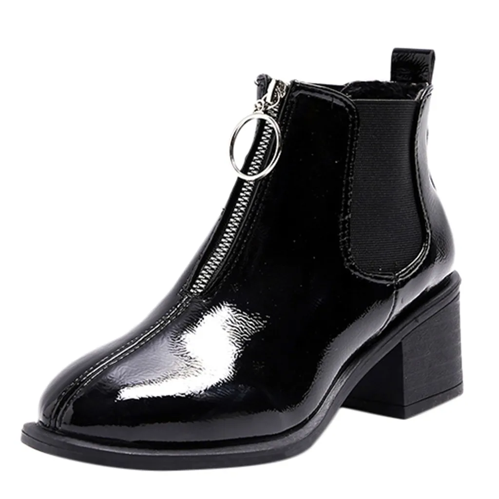 

SAGACE Women Elastic Band Autumn Ankle Chelsea Boots Square Heel Platform Female Shoes Super High Heels Winter Short Plush Boot
