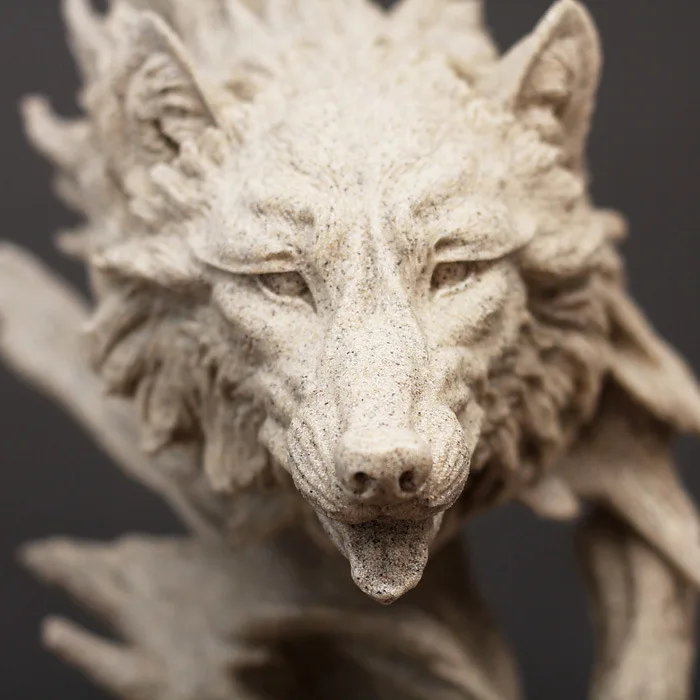 Новая статуя волка из смолы, креативная голова волка, абстрактная скульптура, скульптура из перьев, домашний офисный стол, Декор, подарок на день рождения, украшение