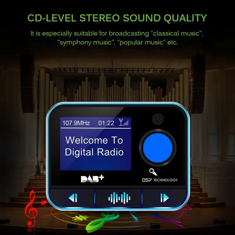 Onever Bluetooth V4.2 fm-передатчик MP3 плеер U диск ЖК-дисплей Дисплей Car Kit переходник для зарядного устройства Поддержка DAB band III/DAB+ зарядка через usb