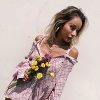 Mulheres 2018 Novo Xadrez cinta fora do ombro camisa blusa oversize