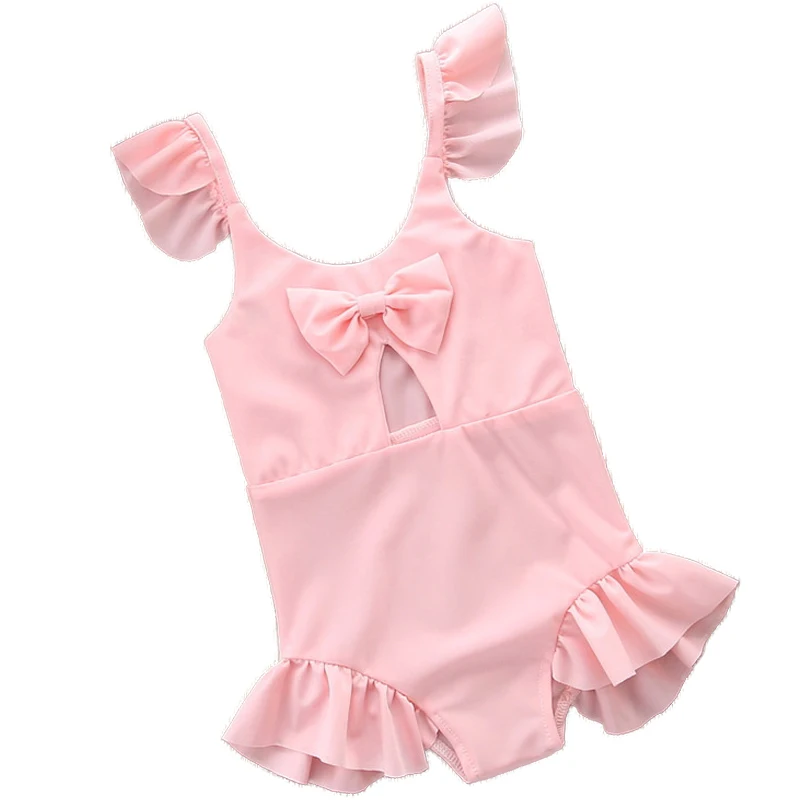 Newborn Infant Kids Baby Girl Pink Ruffles Swimwear One piece Swimsuit