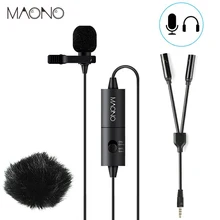 

MAONO Lavalier Microphone with Y Splitter Hands Free Clip-on Lapel Mic with Omnidirectional Condenser for Phone and Camera