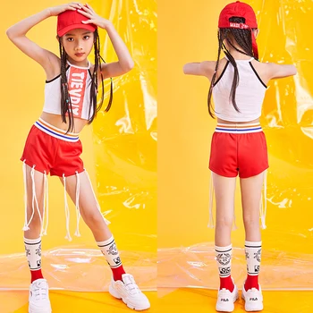 

Hot Selling Jazz Dance Clothes Girl's Suit Summer Practice Costume Navel Exposed Hip-hop Performance Costume For Girls BL1009