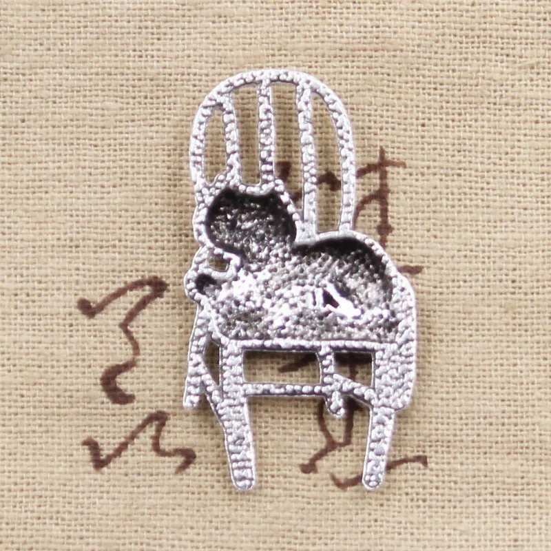 3pcs Charms lazy cat lying in chair 40*23mm Antique Making pendant fit,Vintage Tibetan Silver,DIY bracelet necklace