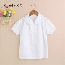 ChanJoyCC рубашка для девочек 2017New Мода для девочек белый Cotton100% рубашка Лидер продаж Детская одежда для отдыха