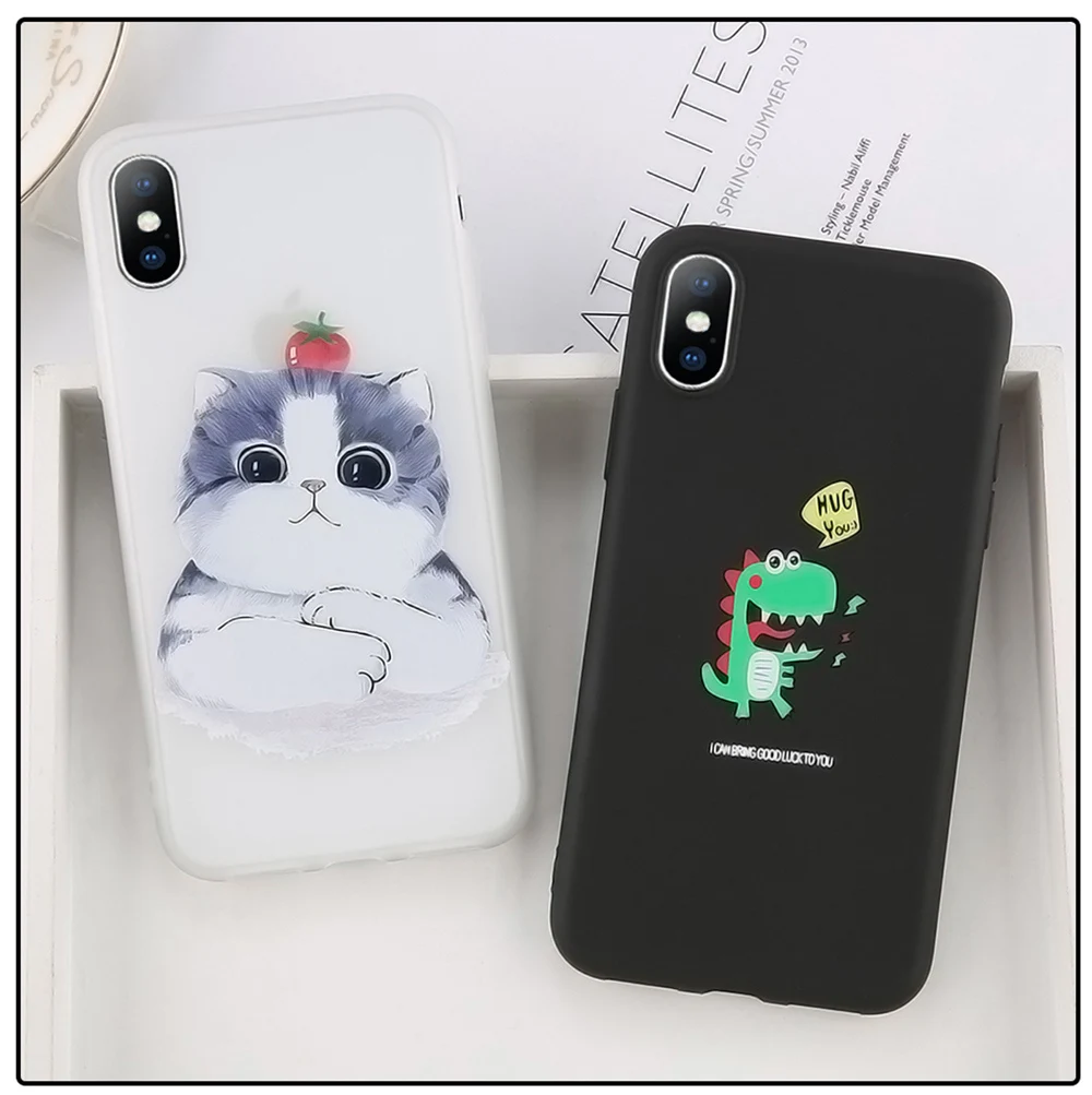 Lovebay чехол для телефона для iPhone 11, 6, 6 s, 7, 8 Plus, X, XR, XS Max, 5 5S, мягкий ТПУ чехол с милым котом, динозавром для iPhone 11Pro Max, чехол s