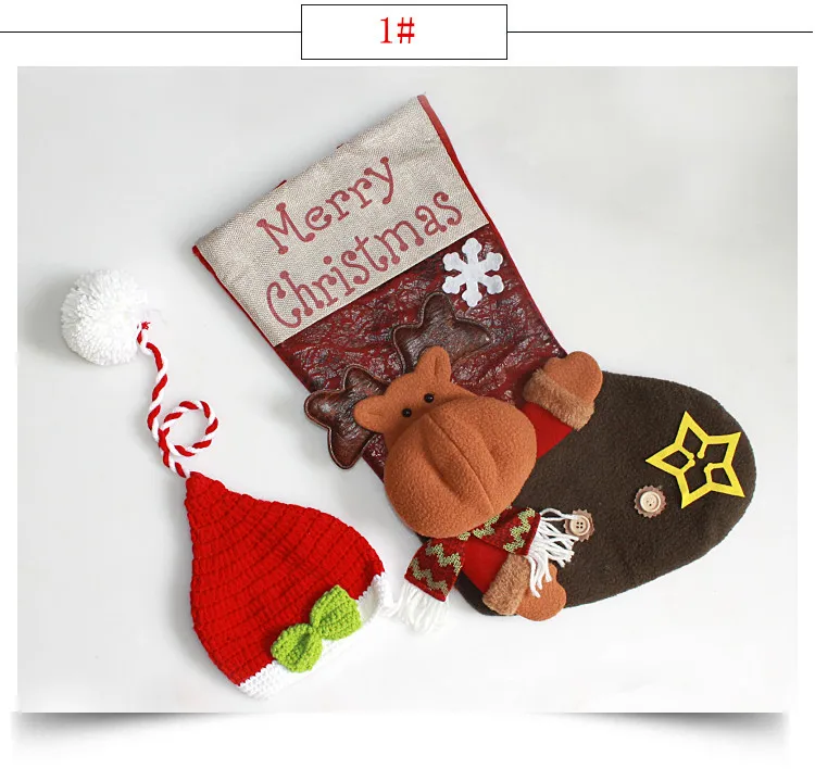 Реквизит для фотосъемки новорожденных вязанная Рождественская Шапочка+ детские рождественские носки комплект спальной сумки для новорожденных фото реквизит-аксессуары детские подарки