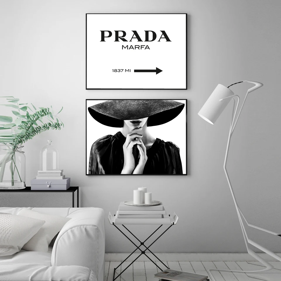 

Vogue Black White Girl Fashion Canvas Painting Poster and Prints Perfume Quote Text Wall Art Pictures for Living Room Decoration