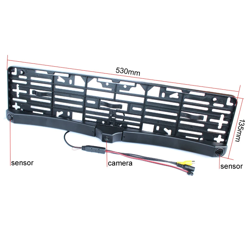 HD CCD Европейская Автомобильная Лицензионная камера заднего вида, камера переднего вида, рамка номерного знака, парковочная камера с двумя датчиками парковки