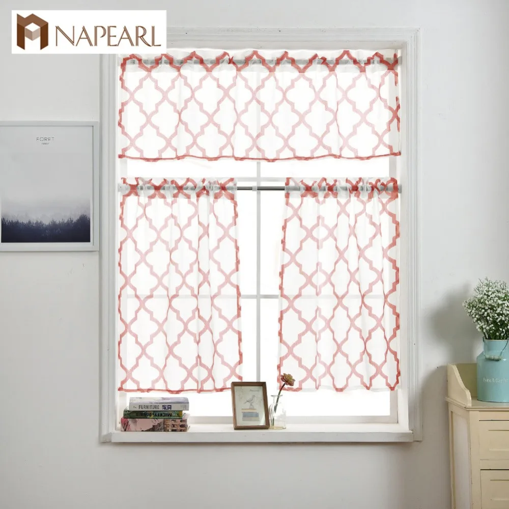 Napearl Window Valance And Tiers Jacquard Design Kitchen Short