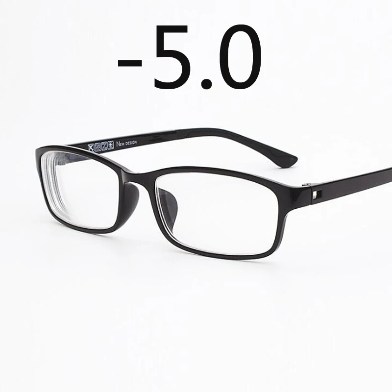 1-1,5-2-2,5 до-6,0 ультралегкие TR90 готовые очки для близорукости унисекс Короткие-очки для коррекции зрения полная Рамка очки с градусом - Цвет оправы: Black myopia 500