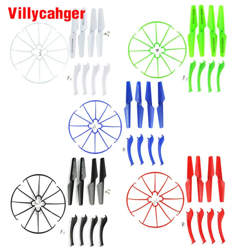 

4pcs Propeller Protectors Blades Frame & 4pcs Main Blade Propeller & 4pcs Landing Skid Spare Parts for Syma X5SW X5SC
