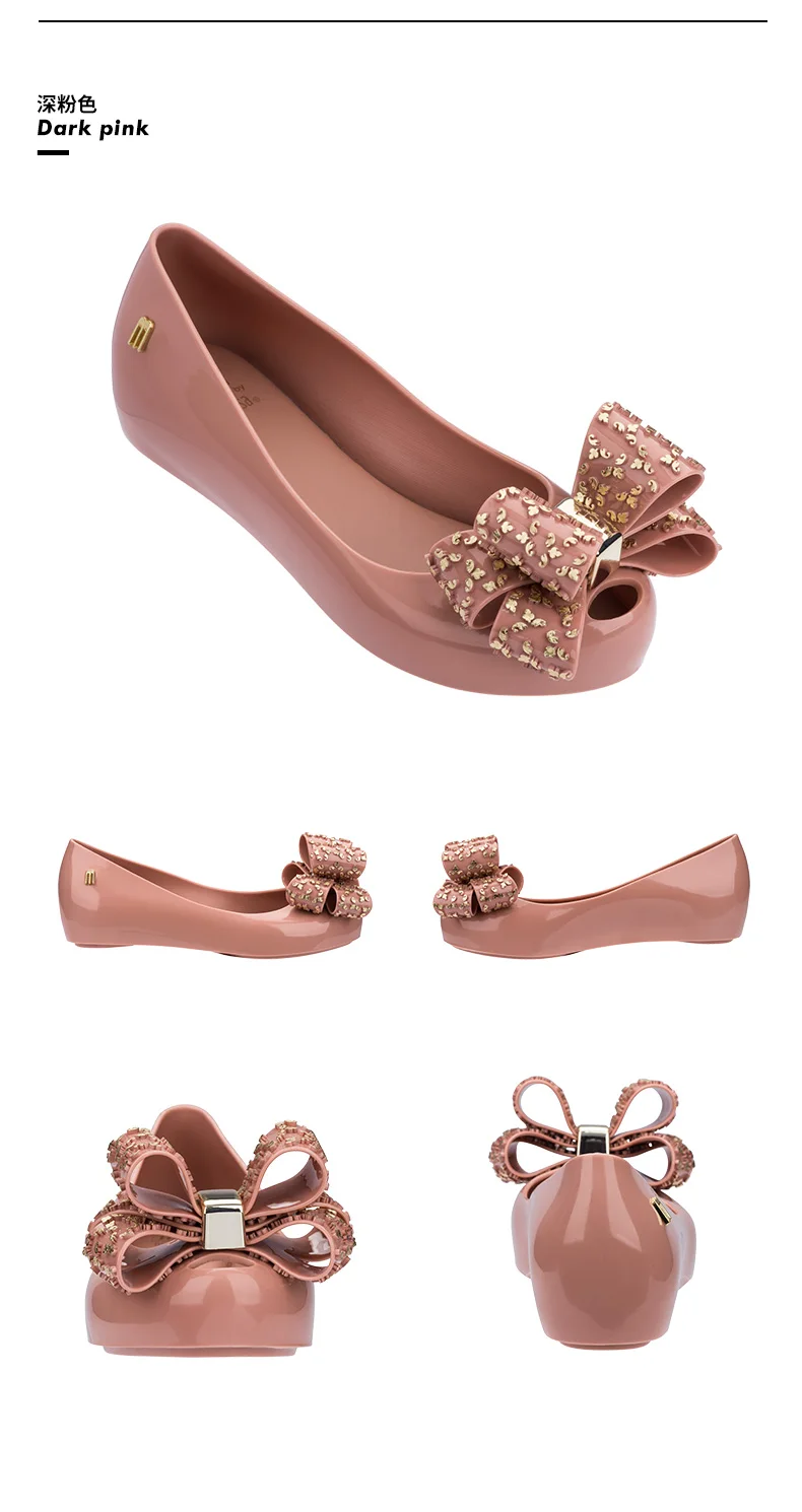 Melissa/оригинальная обувь; коллекция года; женские сандалии на плоской подошве с бантом; Брендовая обувь melissa; женские прозрачные сандалии; женская прозрачная обувь на нескользящей подошве