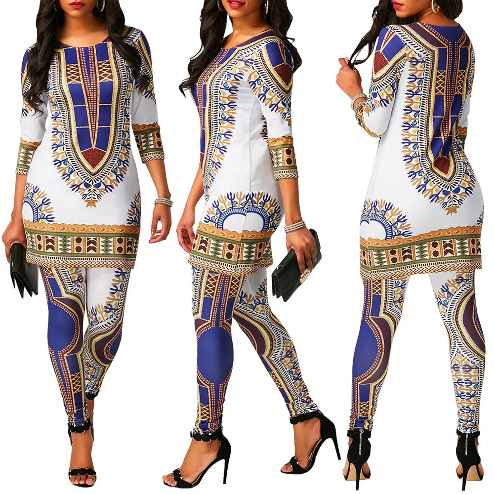 Alunellay Dashiki African Ethnic Sexy Club Rompers Womens Jumpsuits Summer Overalls 2 Pieces Casual Harem Jumpsuit Overalls